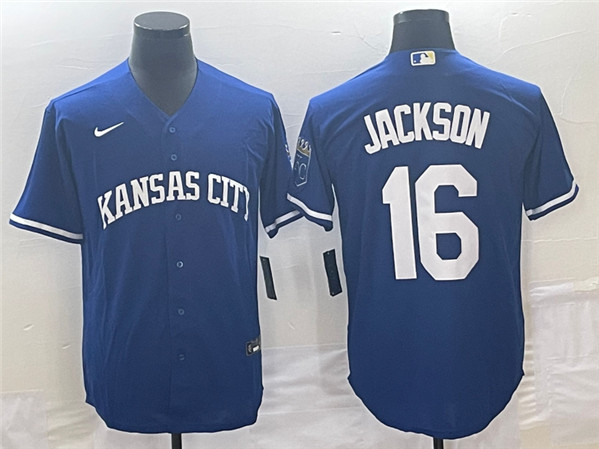 Men's Kansas City Royals #16 Bo Jackson Navy Cool Base Stitched Baseball Jersey